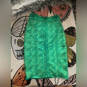 Herve leger green metallic skirt
